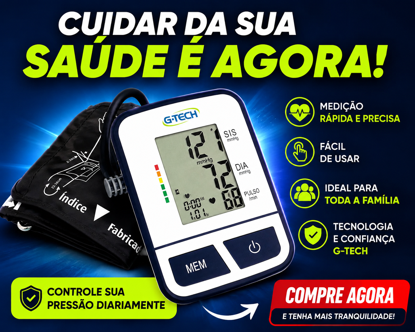 Medidor de Pressão Digital de Braço BSP11 G-Tech Vale a Pena?