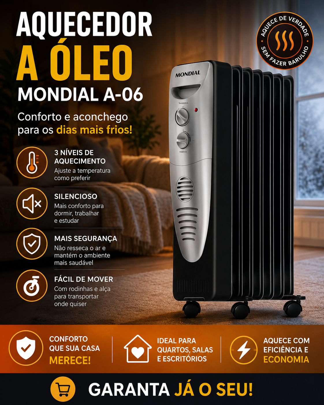 Aquecedor a Óleo Mondial A-06 Vale a Pena?