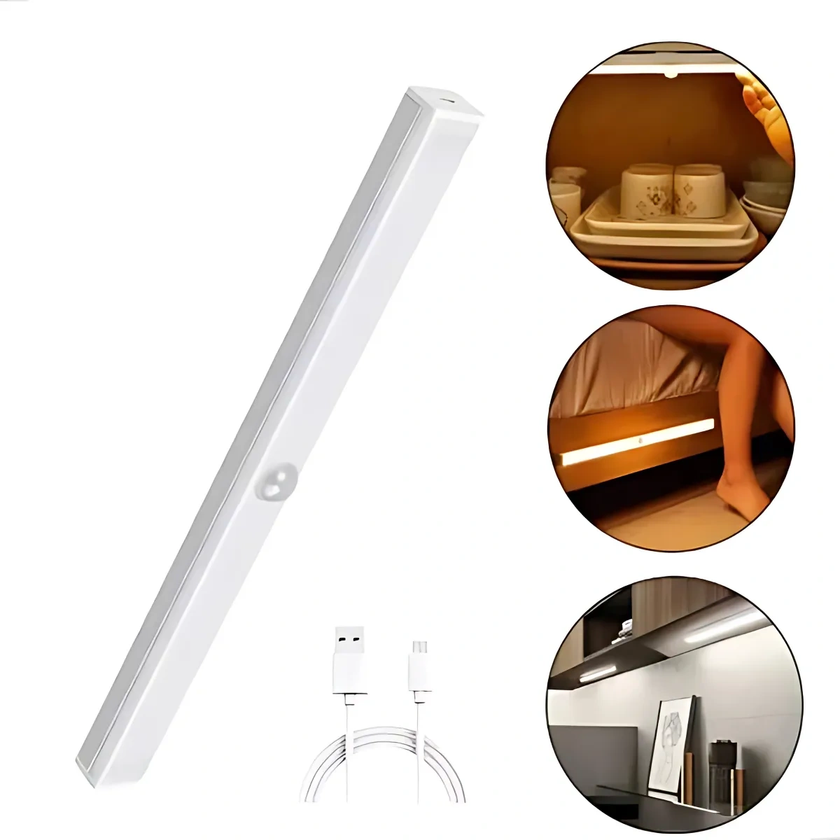 Luminária Barra Led C/ Sensor Presença Spot Armários Quarto Cor Branco