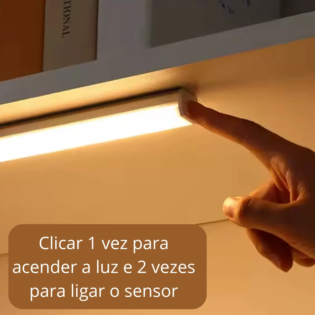 Luminária Barra Led C/ Sensor Presença Spot Armários Quarto Cor Branco - Imagem 5