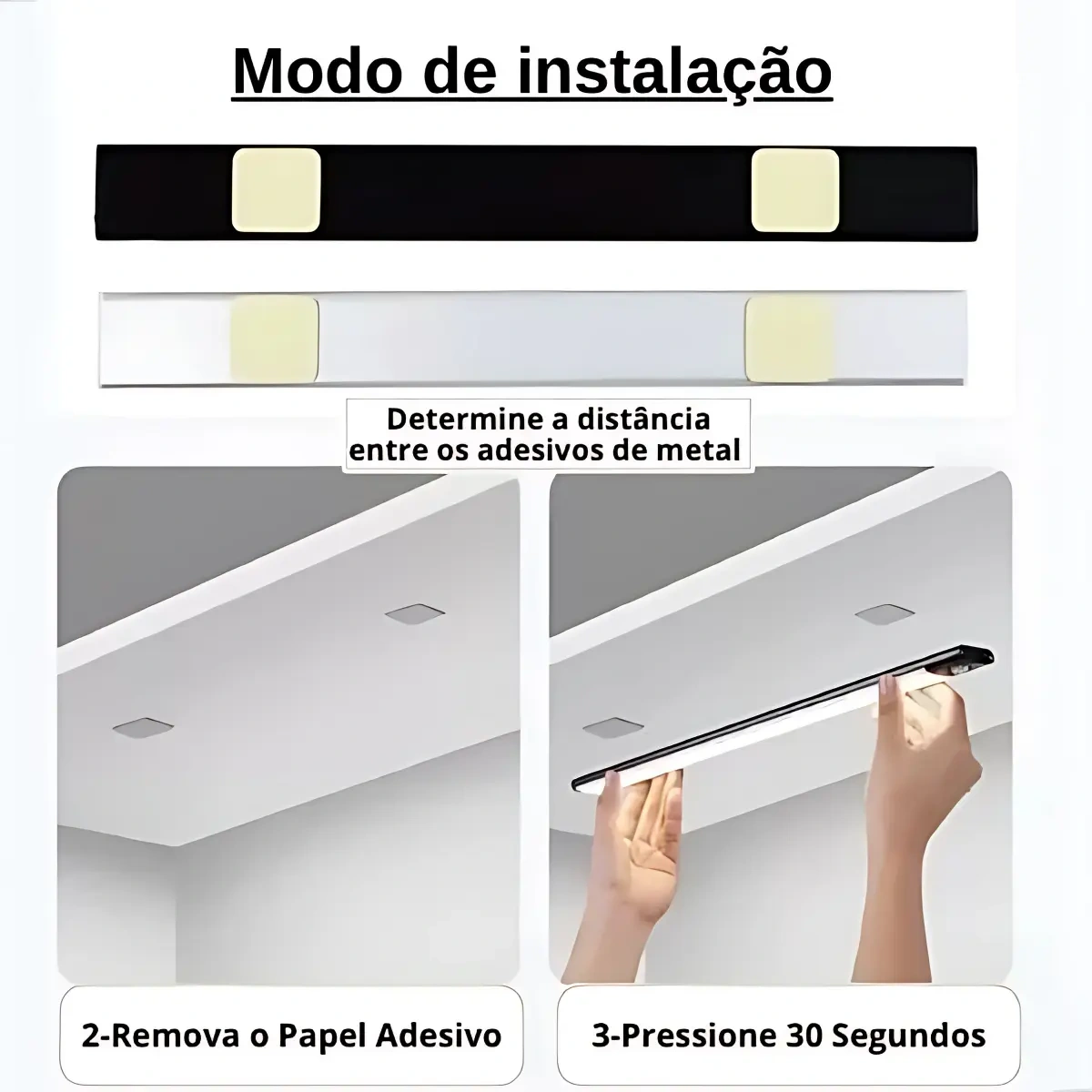 Luminária Barra Led C/ Sensor Presença Spot Armários Quarto Cor Branco - Imagem 2